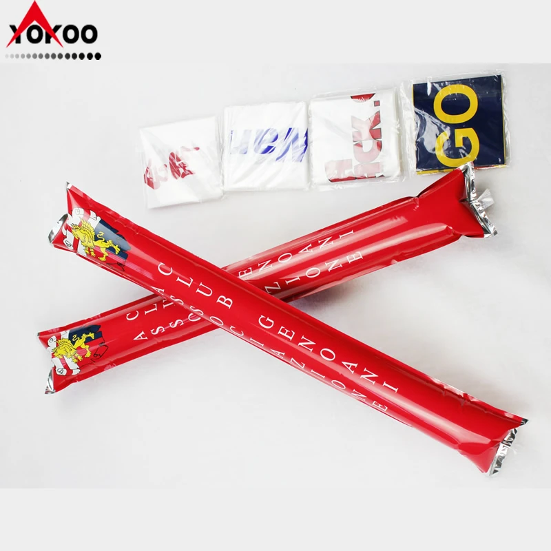 Inflatable plastic cheering sticks