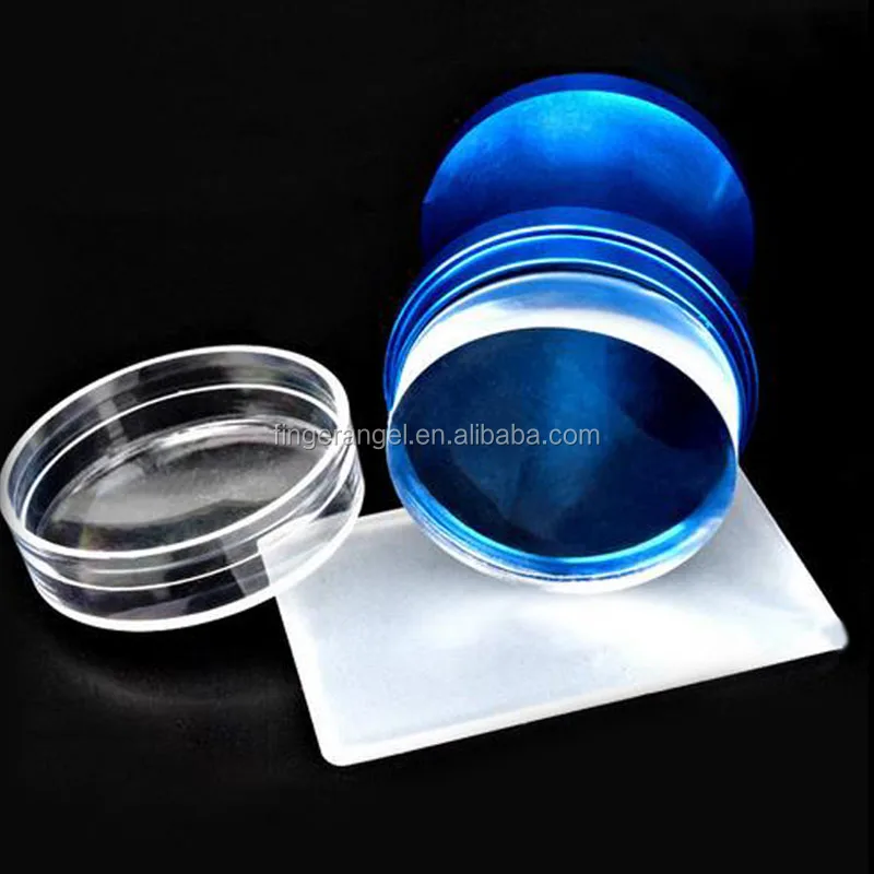 Blue Top Quality Metal Handle XL 4cm Jelly Silicone Stamper  DIY Polish Print Nail Stamp Plate
