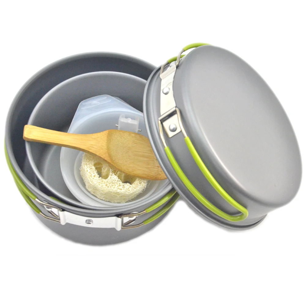 10pcs Portable Foldable Aluminum Frying Pan Pot Bowl Set Camping Kitchen Hiking Cookware for Travel Outdoor Cooking