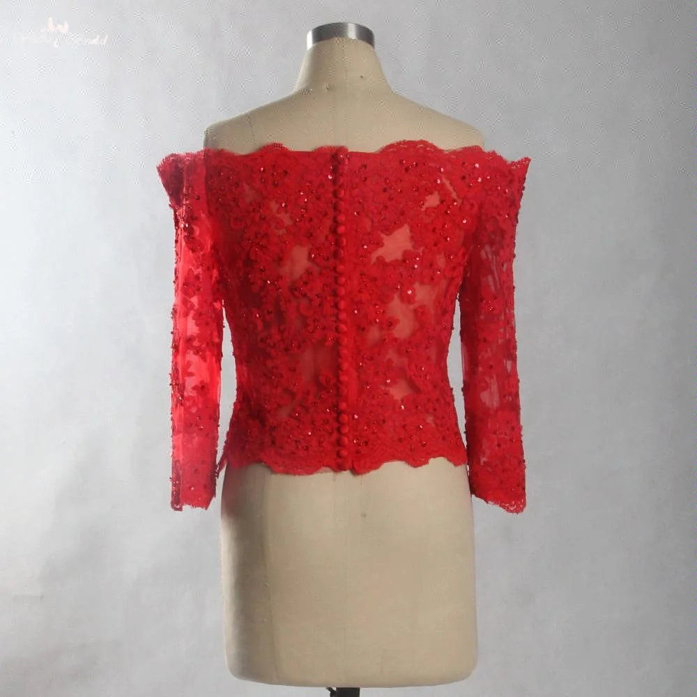 LZP266 Beaded Long Sleeve Off Shoulder Evening Lace Bolero Jacket