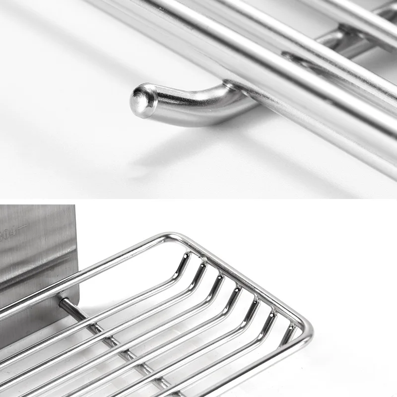 Stainless Steel Bathroom Storage Shower Square Soap Dish Holder Bathtub Soap Basket Soap Rack