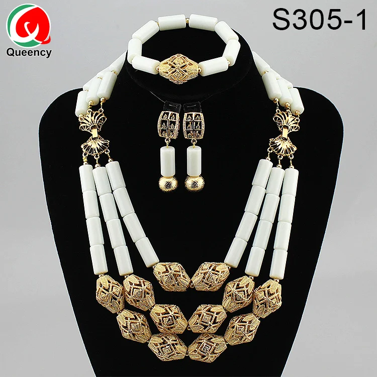 Queency High Quality African Wholesale Coral Beads Bridal Jewelry Sets Wedding Indian