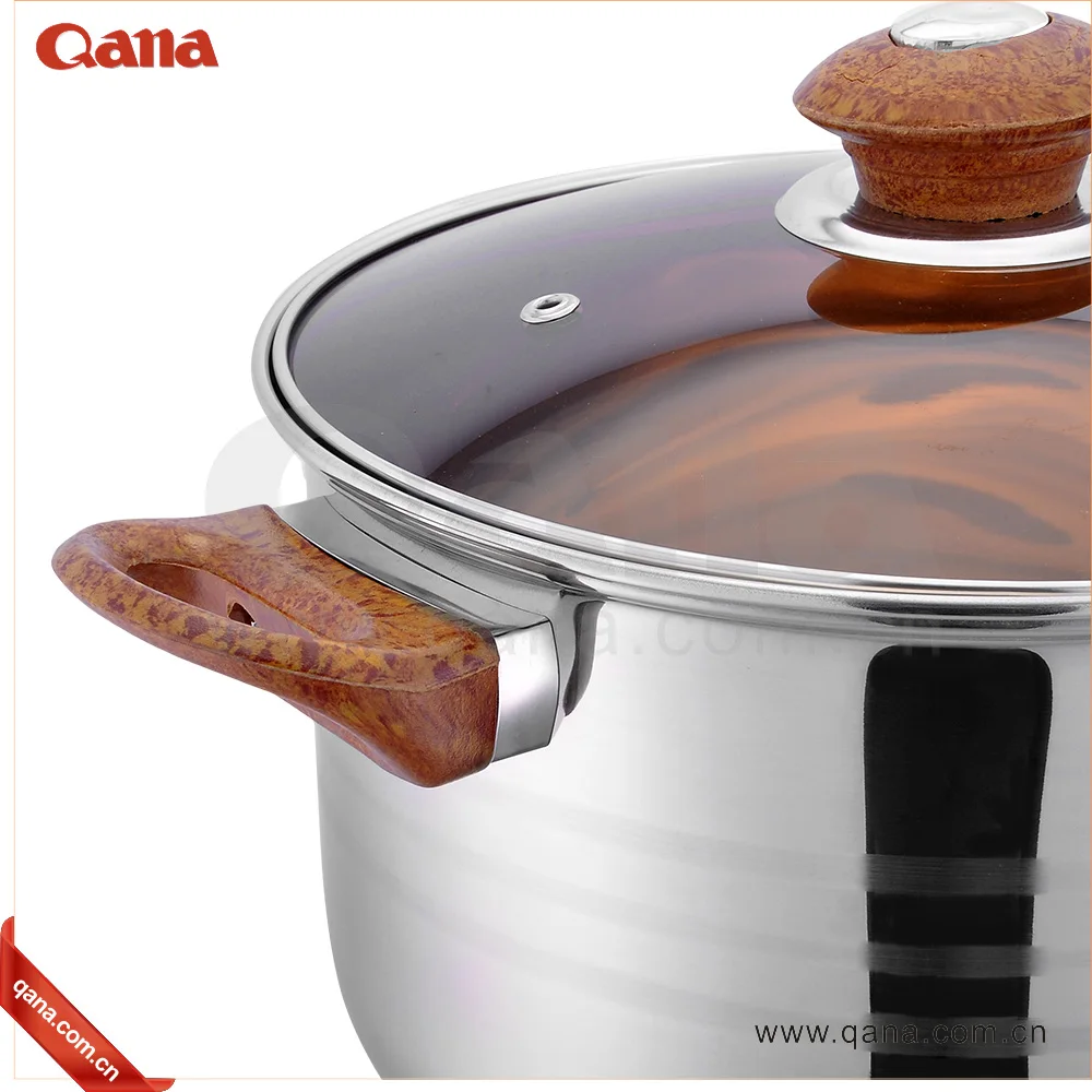 QANA Factory Wholesale OEM 12pcs induction cookware set stainless steel saucepan casserole frypan steamer salad bowl