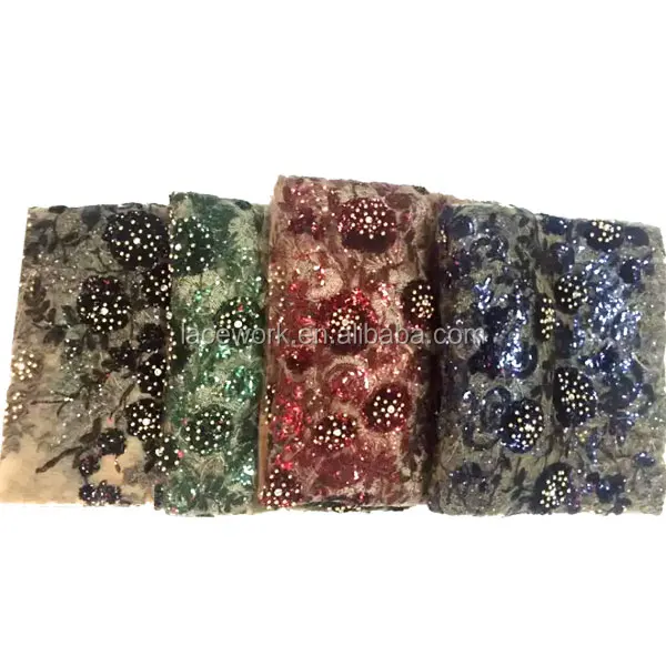 Sequin Embroidery Tulle lace fabric/african sequin lace fabric/french sequin mesh embroidery lace fabric