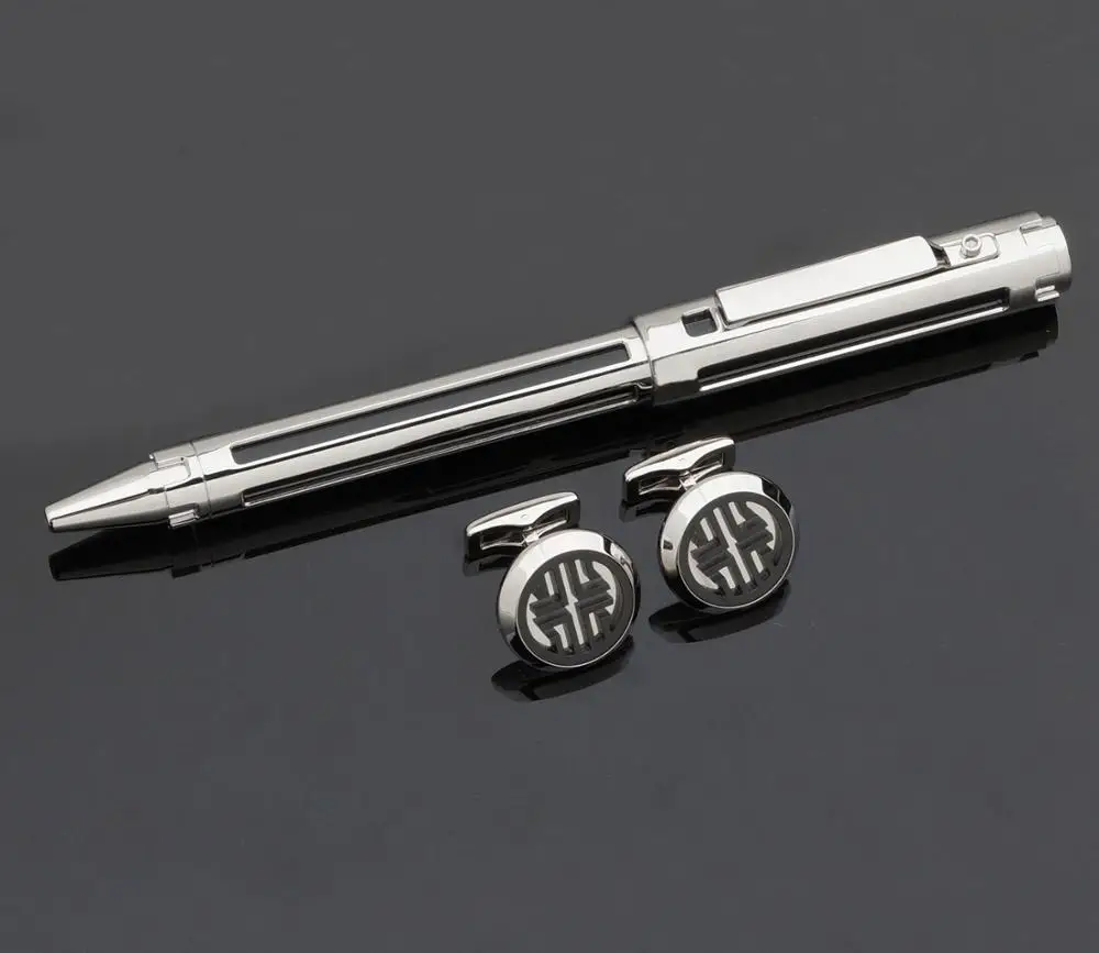 
Executive Pen Metal Body Springs Mechanism Ballpoint Pen Cufflink Set 