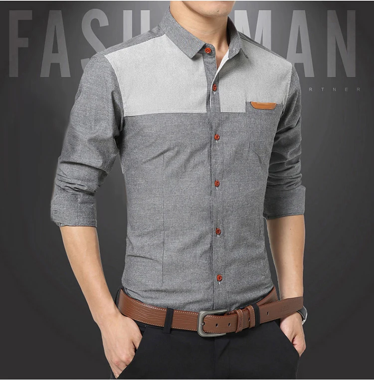 new design cutaway collar casual mens denim shirts