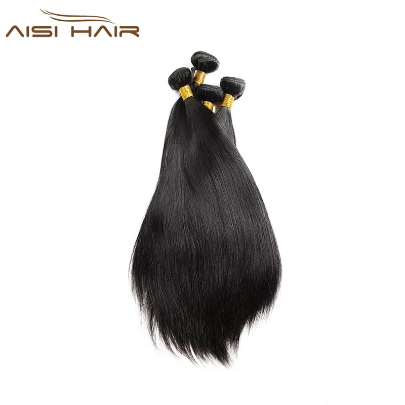 Aisi Hair Brazilian Human Hair Bundle Weave Natural Color 100%  Straight Human Hair Extension Weave Double Drawn Double Weft