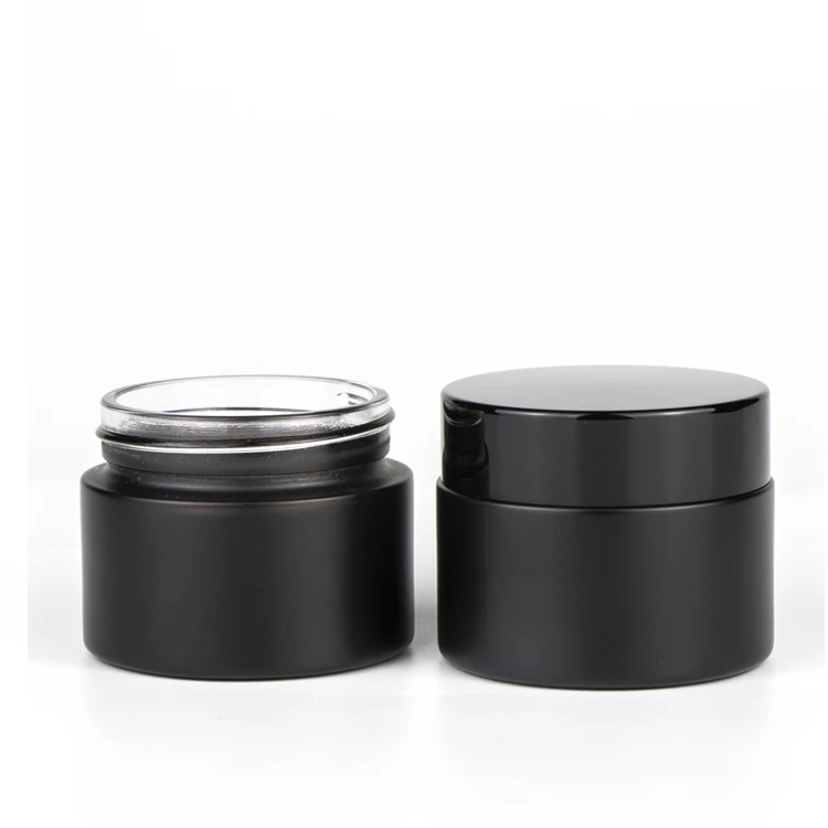 Wholesale 5g 10g 15g 20g 30g 50g 100g round matte black uv skincare glass cosmetic jars for cream