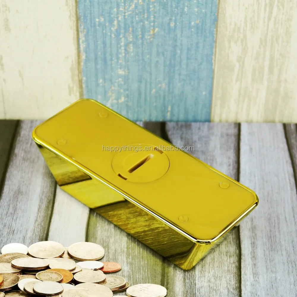 Factory Direct Home Decor Custom Logo Plastic Gold Bullion Piggy Bank