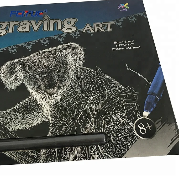 Пользовательский логотип мультяшный дизайн волшебная раскраска Гравировка Искусство Радуга царапины художественная бумага