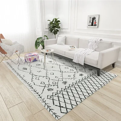 Moroccan Area Rug,Woven Cotton Cream Chic Diamond Printed Rugs Door Mat