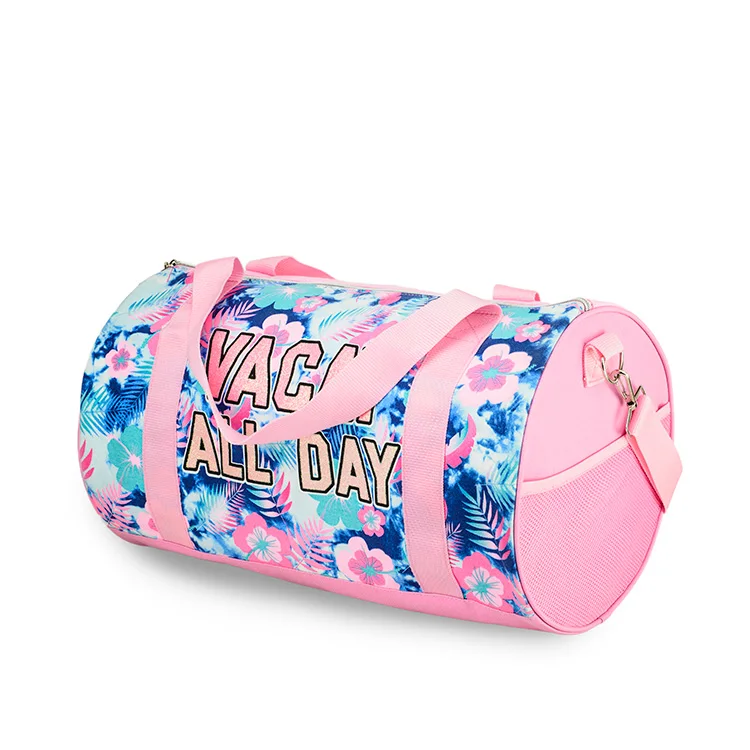 Cute pink custom canvas women travel duffel girls dance gym sports bag
