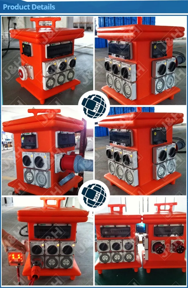 Jiahui supply 3 phase 32a power portable distribution box board customized industrial power supply board with plug and socket