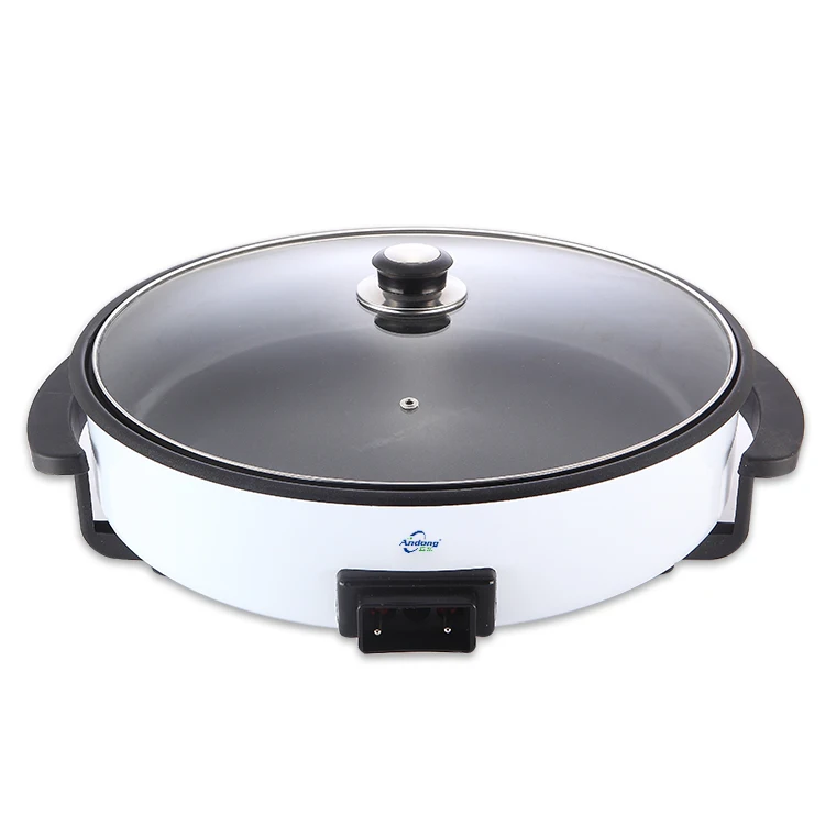 aluminum die-casting round electric roasting pizza pan with full glass lid