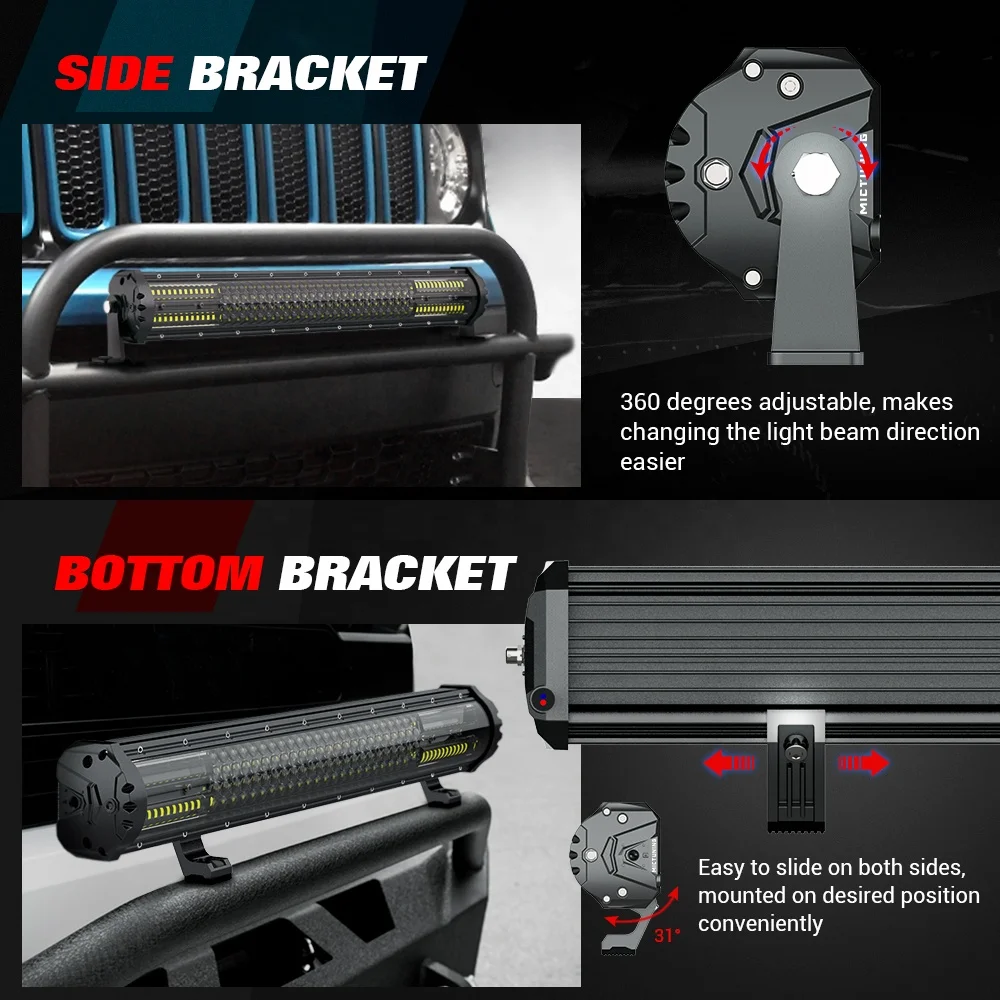 Светодиодная панель для внедорожника, аэродинамическая 4-рядная подсветка с жгутом проводов для джипов, грузовиков, квадроциклов, 31 дюйм