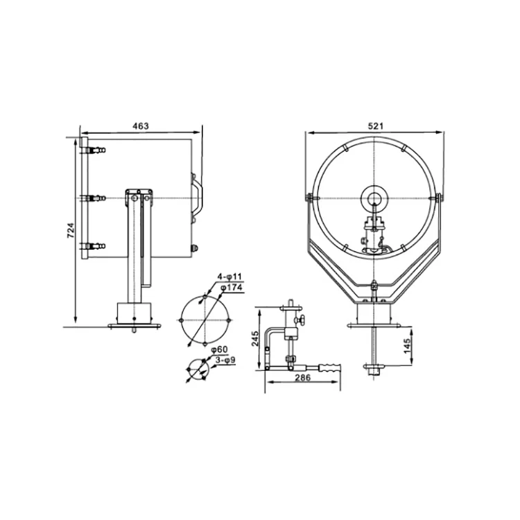220V/50Hz 2000W Manual control marine engineering searchlight