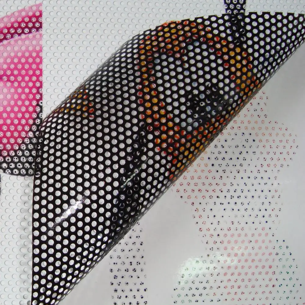 See Through Regular Pvc Vinyl Window Adhesive Glass Sticker One Way Vision Mesh Sticker