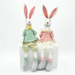 Custom Easter decoration Rabbit Shelf Sitter Bunny Couple Ornament Holiday Gifts Figure Stuffed Bunny For Home Decor