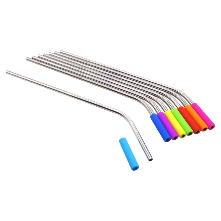 
BPA Free Reusable Metal Straws, Stainless Steel Drinking Straws, Silicone Straws 