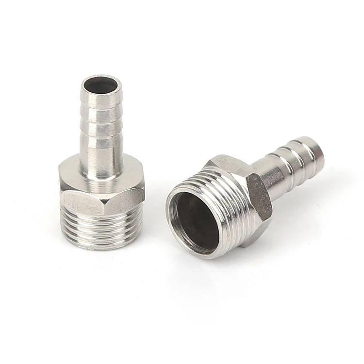 stainless steel 201 304 pipe fitting SUS male threads barb fitting water gas plumbing pipe extension barb fitting