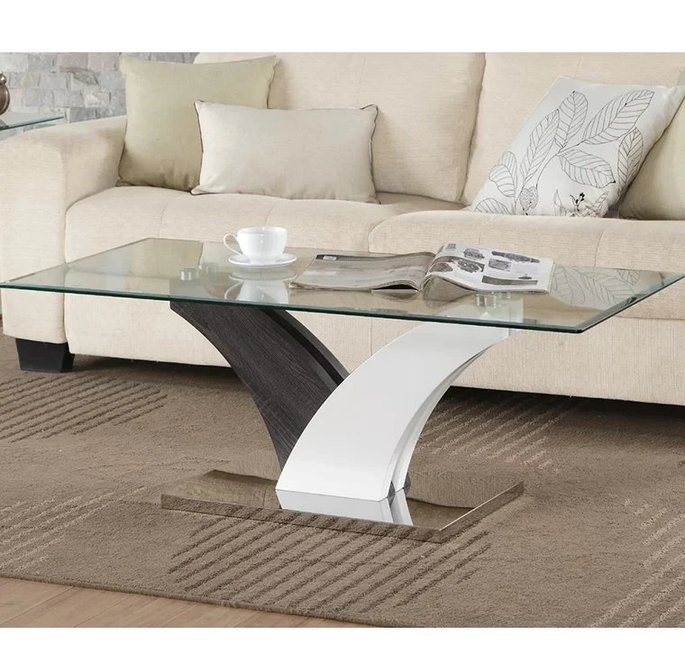 Arc mdf legs beautiful design glass top coffee table