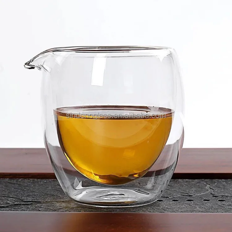 Glass Gong Fu Tea  Cha Hai Serving Pitcher Double Wall Glass Cup
