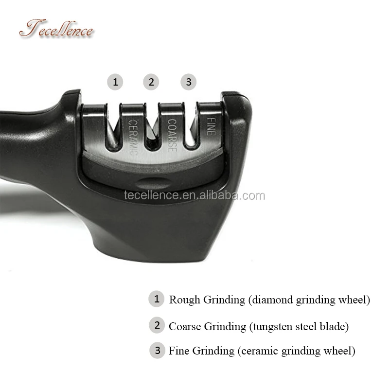 
Professional Manual 3 Stage Diamond Tungsten Ceramic Kitchen Knife Sharpener 