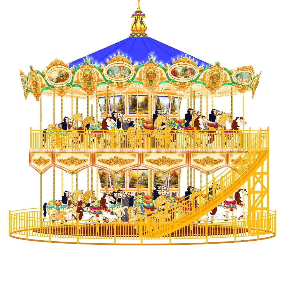luxury happy merry to go round horse 30 years experienced factory manufacture amusement ride romantic double layer carousel