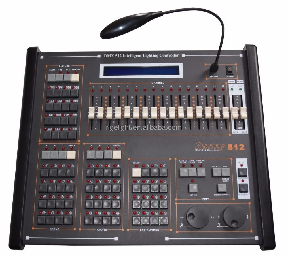 New sunny DMX 512 channel 16 slider led moving head light controller