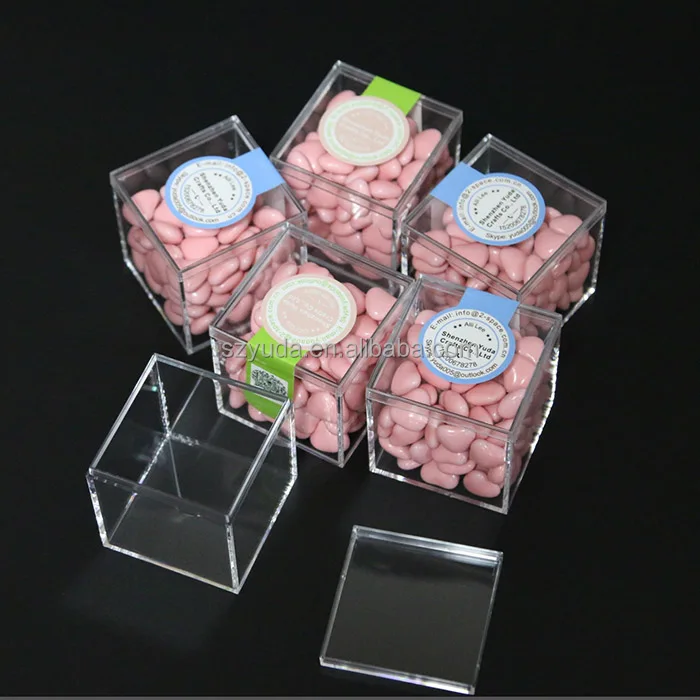 Unique crystal clear plexiglass souvenir gift box /acrylic wedding favor candy cube box