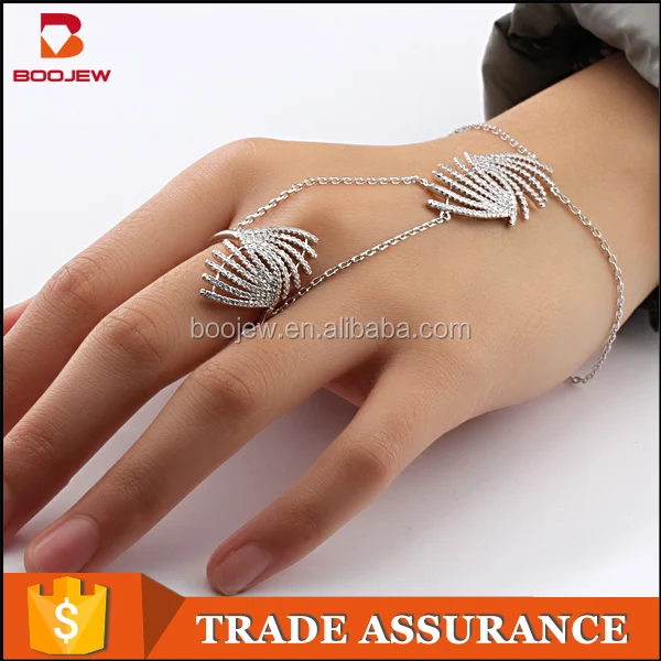 Boojew wholesale beautiful woman jewelry with white gold plated Indian high quality copper finger ring bracelets