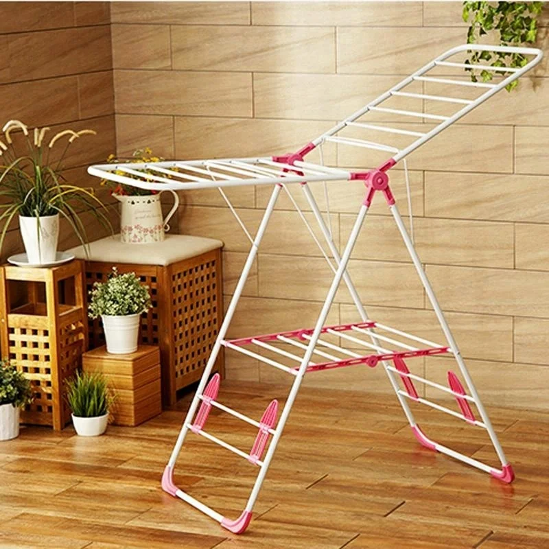 Portable Indoor Outdoor Folding 2-Tier Winged Clothes Drying Rack