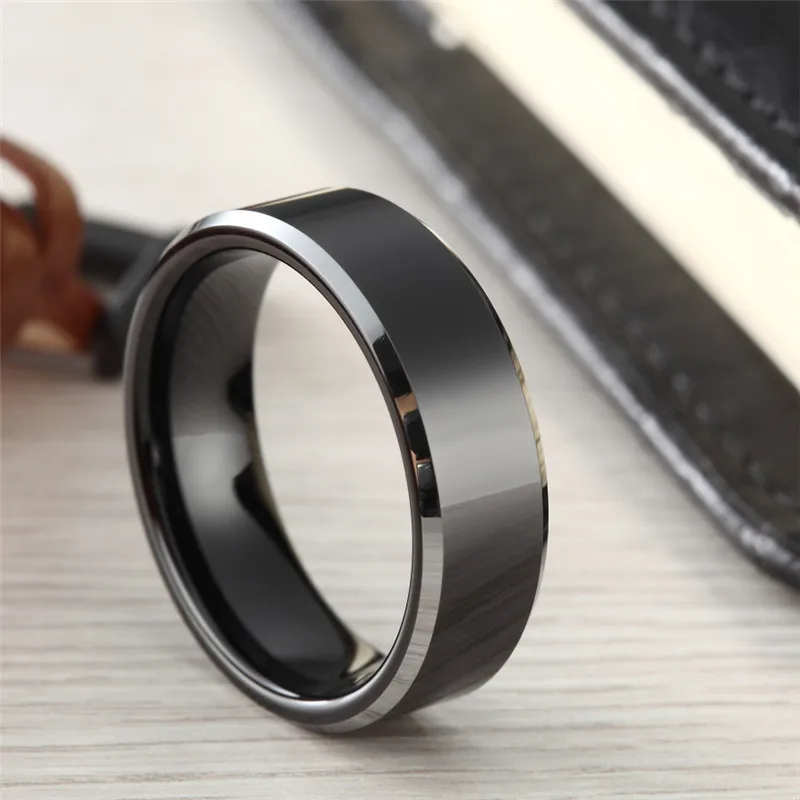 ring classical Men Custom Alliance Black Tungsten carbide jewelry Band mens rings