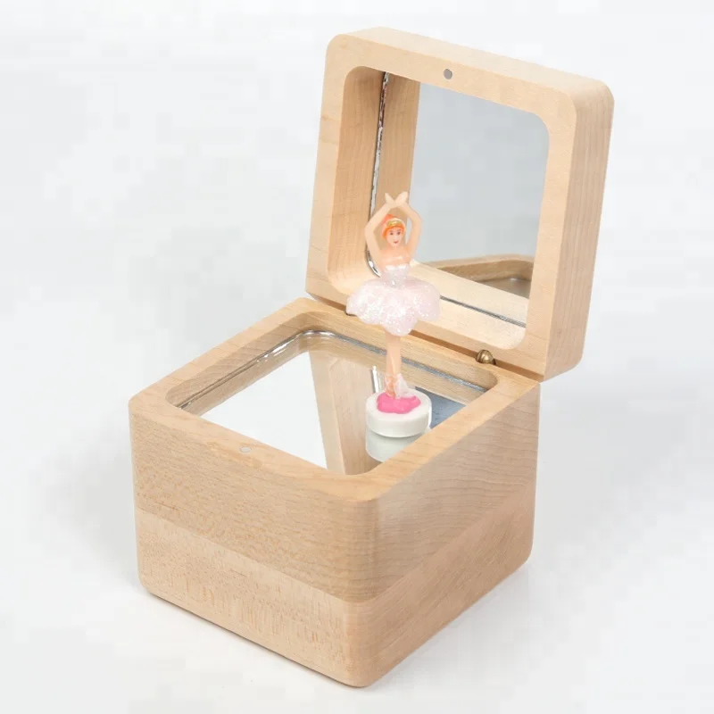 Romantic Dance Ballerina Wood Music Box with Mirror