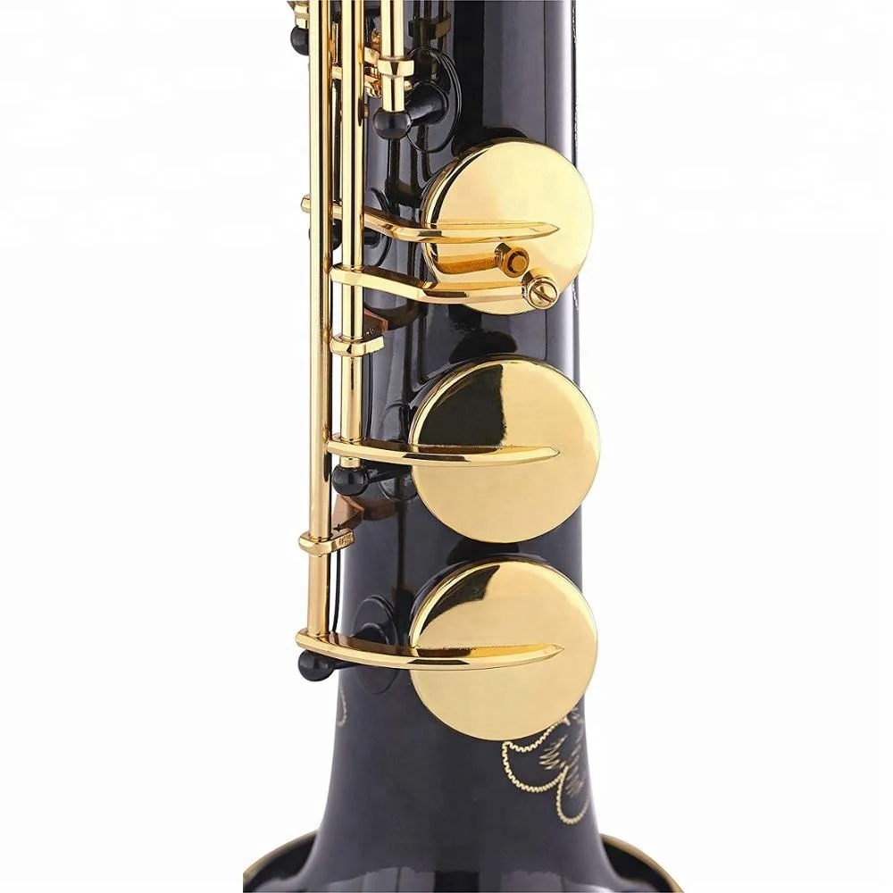 
Black Lacquer Gold Keys B Flat Bb Straight Soprano Saxophone 