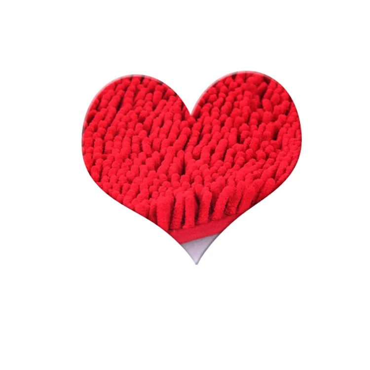 Hot Sell Mom And Baby Romantic Heart Shaped Chenille Mat Microfiber Anti- skid Sponge Big Mat