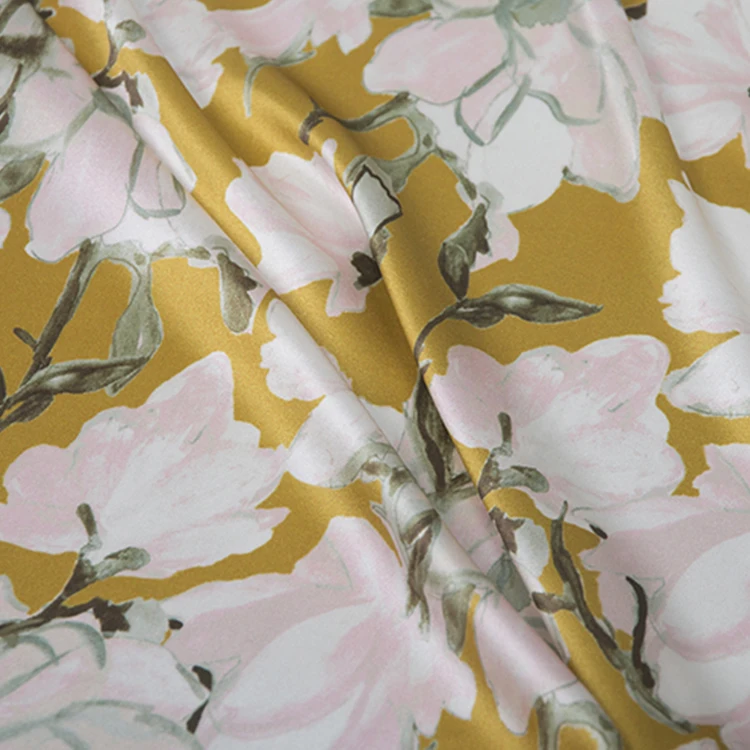 
Natural 100% silk satin digital printed fabrics produced in Chinese factories 