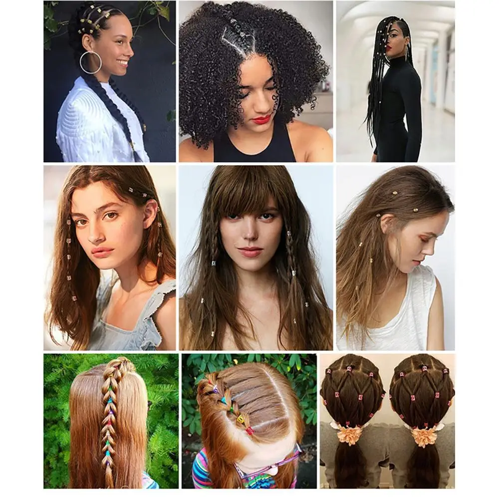 100pcs Gold metal tube ring dreadlock beads for braids hair beads for dreadlocks adjustable hair braid cuff