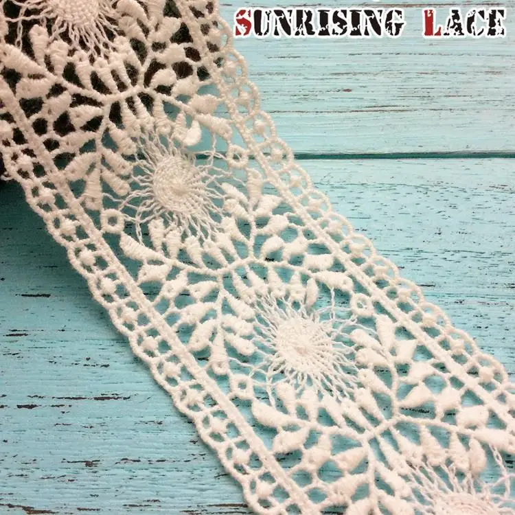 New Designs 3cm Embroidered Dress Wedding Turkish White Cotton Embroidery Lace Trim