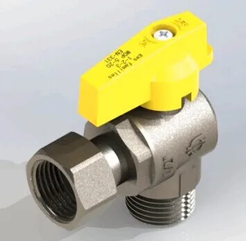 Brass angle gas valve with connectors for Brazil market