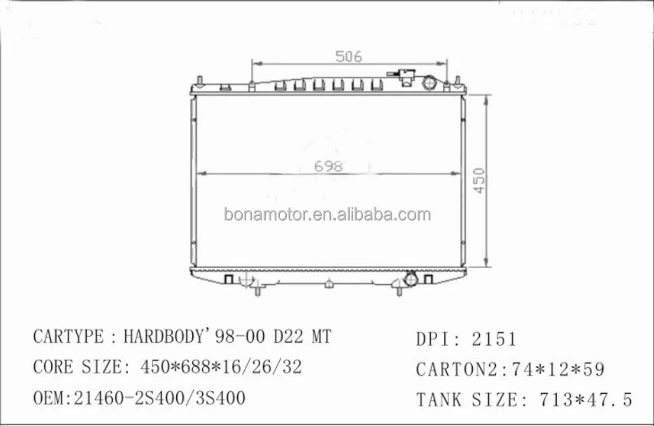 Auto radiator for NISSAN NAVARA D22 21460-2S400 21460-3S400 radiator