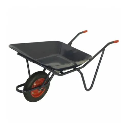 Heavy duty garden wheel barrow with metal tray