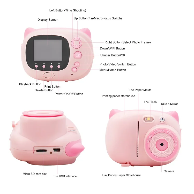 2019 New Best Instant Mini Cheap Target Video Photo Toys Camera for Kids Children OEM Compact Support Full HD (1920x1080) CMOS