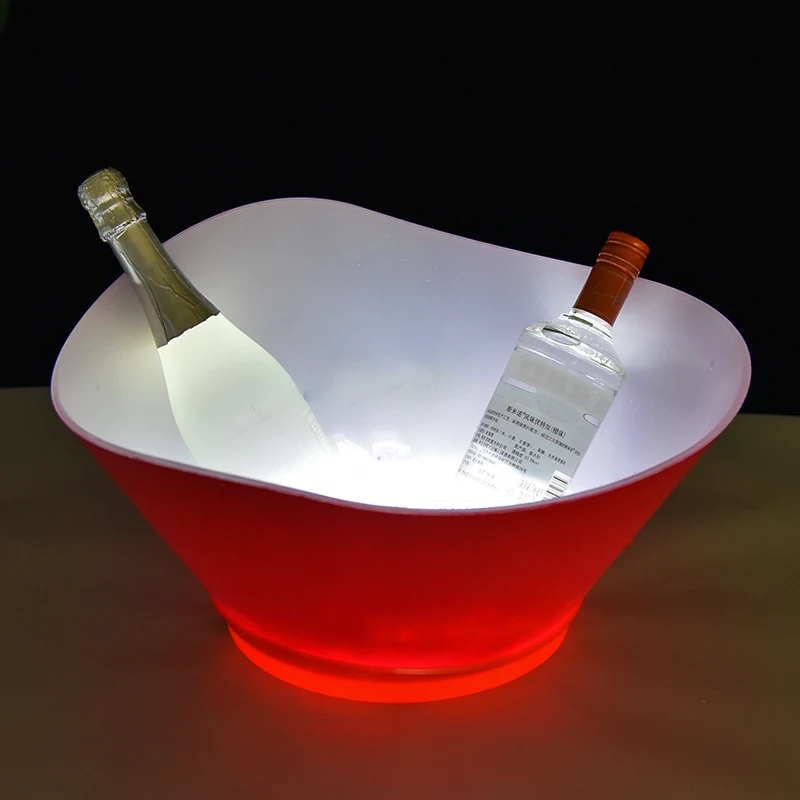 China Manufacturer vodka wine 12L large oil printed led plastic ice buckets