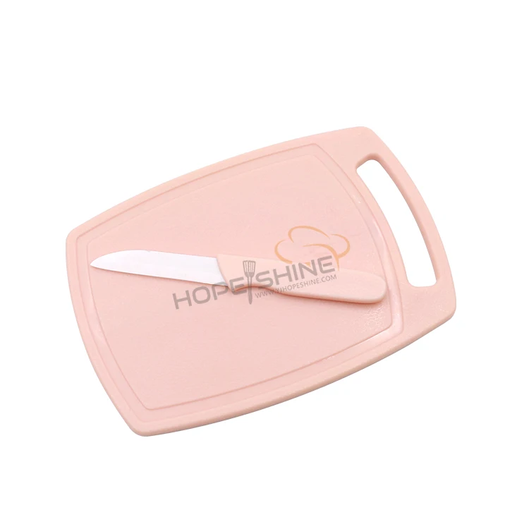 Wheat straw fiber non slip function Eco friendly plastic cutting board with knife set