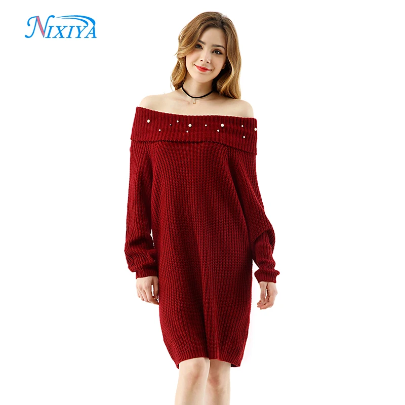 Красные Женские Акрил Шерсть Водолазка с длинным рукавом свитер