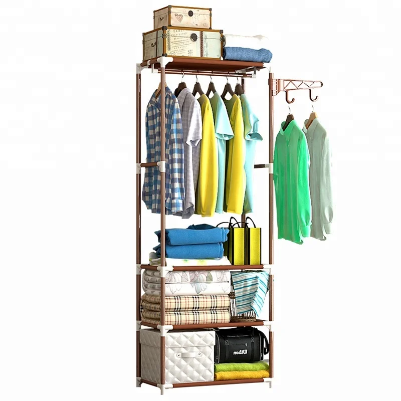 Clothing rack frame non-woven stainless steel simple assembly bedroom furniture coat rack