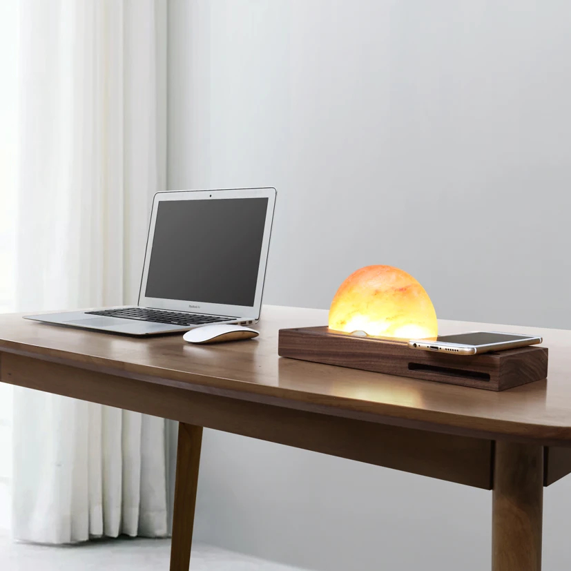 Sunrise crystal salt bedside lamp wireless charger led lamp wireless charger wireless charging desk lamp YT-M1804