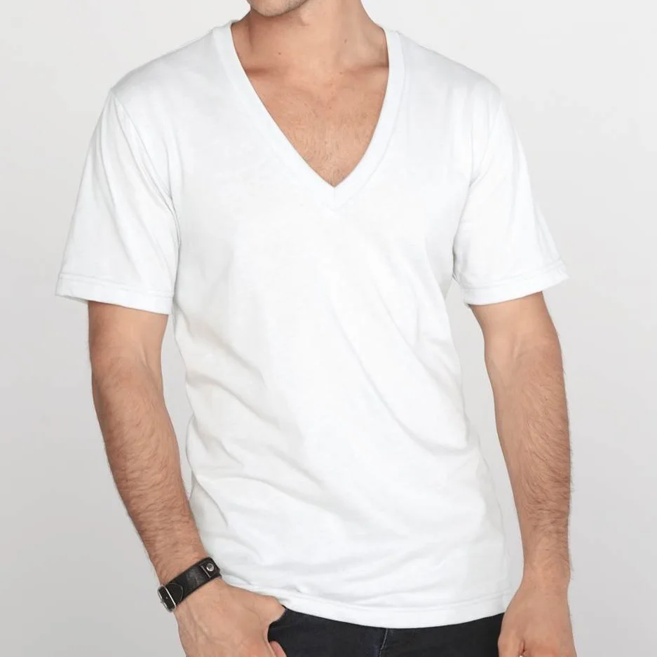 V шеи хлопок сыпучих Пустые футболки для мужчин