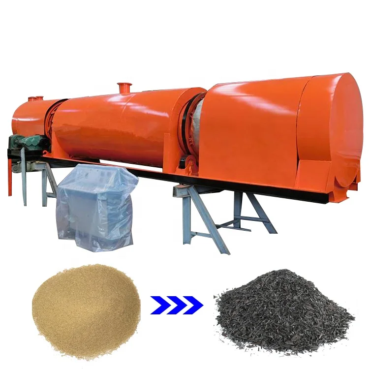 Rice straw continuous rotary bamboo carbonization furnace stove machine price
